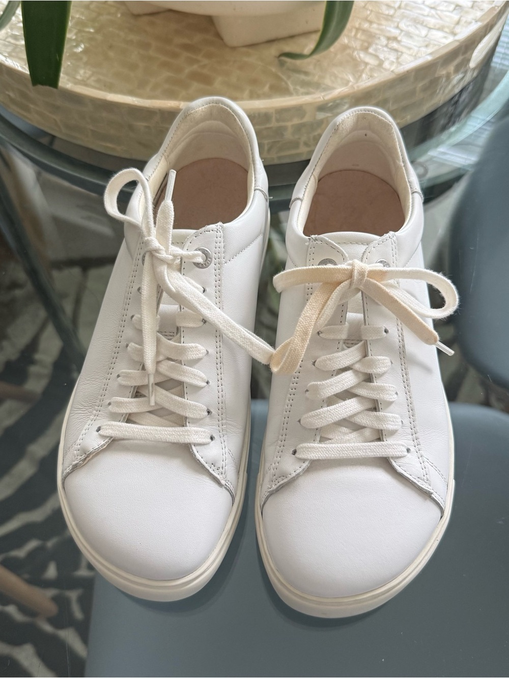 Birkenstock White Low-Top Women's Leather Sneakers